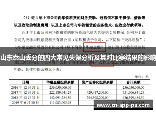 山东泰山丢分的四大常见失误分析及其对比赛结果的影响