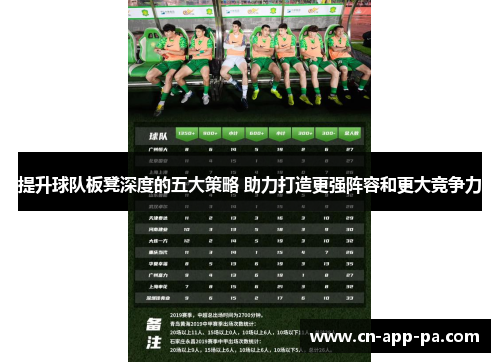 提升球队板凳深度的五大策略 助力打造更强阵容和更大竞争力