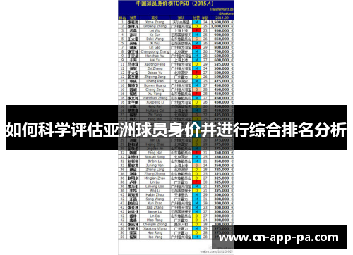 如何科学评估亚洲球员身价并进行综合排名分析 如何科学评估亚洲球员身价并进行综合排名分析