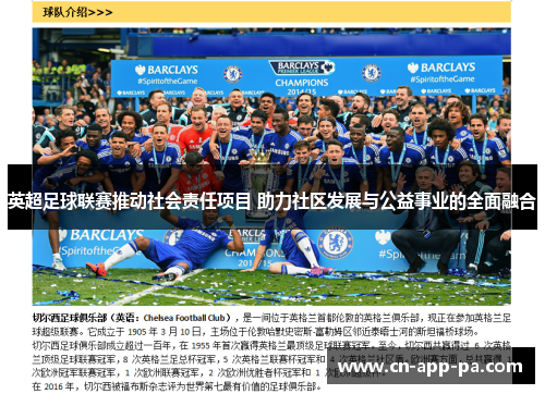 英超足球联赛推动社会责任项目 助力社区发展与公益事业的全面融合 英超足球联赛推动社会责任项目 助力社区发展与公益事业的全面融合